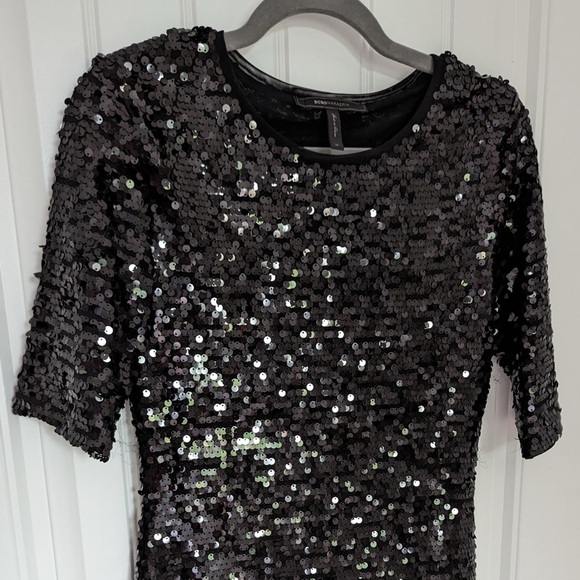BCBG Max Azria Black Long-Sleeve Sequin Mini Dress - Picture 2 of 5